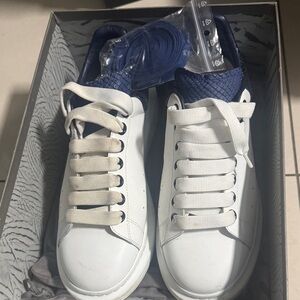 Alexander McQueen White and Navy Sneakers